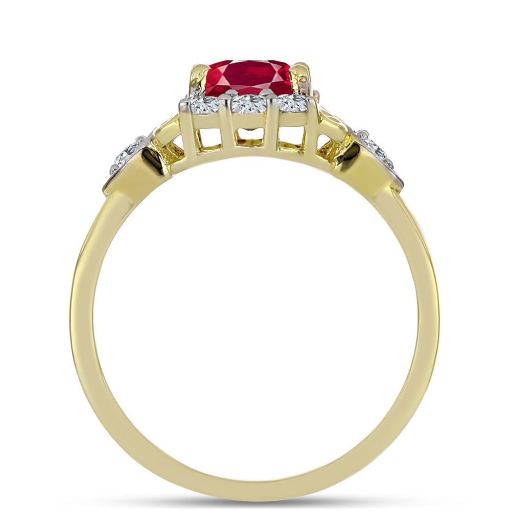 Pozlacené Stříbro 925/1000 - Prsten s Madagaskarským Rubínem a Bílým Topazem - Karátové číslo: 1.63. přibližná hmotnost: 2.74 gramů 2 