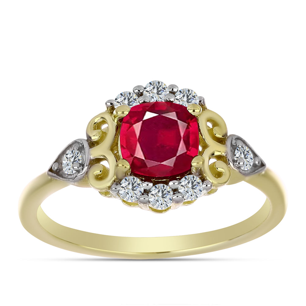 Pozlacené Stříbro 925/1000 - Prsten s Madagaskarským Rubínem a Bílým Topazem - Karátové číslo: 1.63. přibližná hmotnost: 2.74 gramů 3 