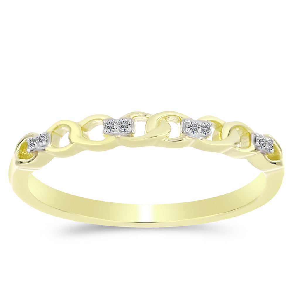 Pozlacené Stříbro 925/1000 - Prsten s Bílým Diamantem - Karátové číslo: 0.04. přibližná hmotnost: 1.76 gramů