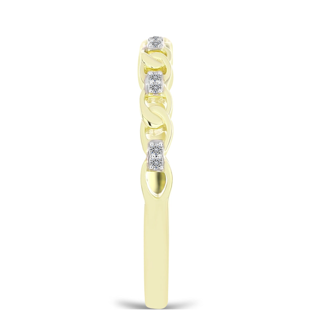 Pozlacené Stříbro 925/1000 - Prsten s Bílým Diamantem - Karátové číslo: 0.04. přibližná hmotnost: 1.76 gramů 4 