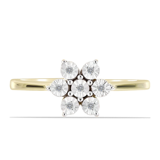 Pozlacené Stříbro 925/1000 - Prsten s Bílým Diamantem - Karátové číslo: 0.04. přibližná hmotnost: 2.68 gramů