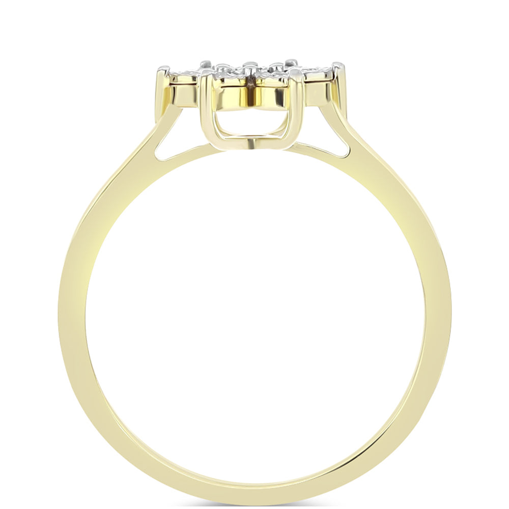 Pozlacené Stříbro 925/1000 - Prsten s Bílým Diamantem - Karátové číslo: 0.04. přibližná hmotnost: 2.68 gramů 2 