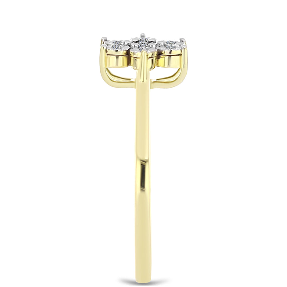 Pozlacené Stříbro 925/1000 - Prsten s Bílým Diamantem - Karátové číslo: 0.04. přibližná hmotnost: 2.68 gramů