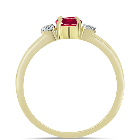 Pozlacené Stříbro 925/1000 - Prsten s Madagaskarským Rubínem a Bílým Topazem - Karátové číslo: 1.12. přibližná hmotnost: 2.2 gramů