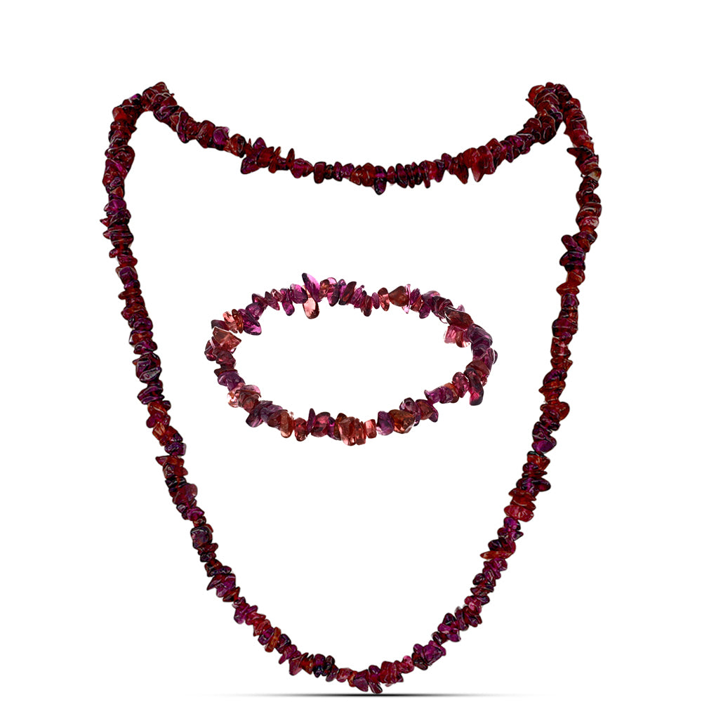 Nugetová Sada s Rhodolitovým Granátem - Karátové číslo: 337.11. přibližná hmotnost: 67.42 gramů ( Náhrdelník+Náramek ) 1 