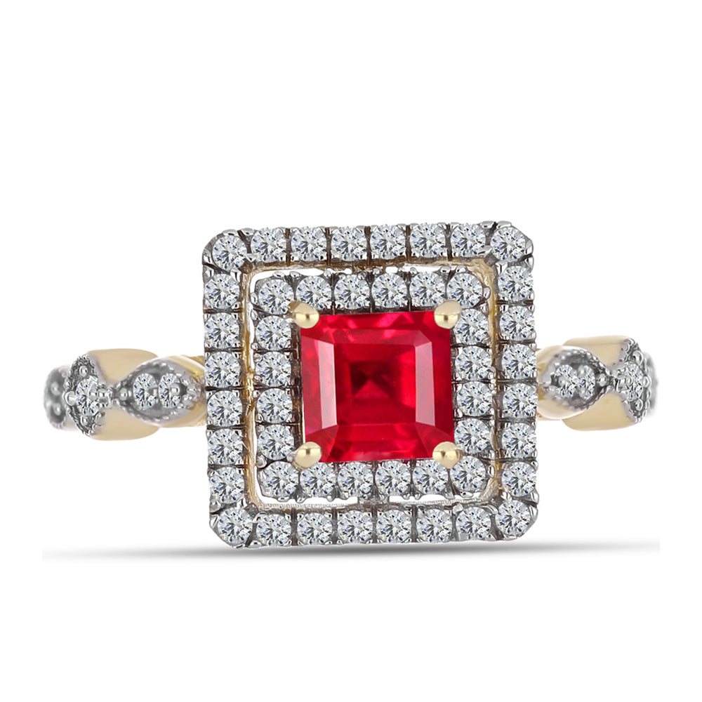 Pozlacené Stříbro 925/1000 - Prsten s Červeným Achátem a Bílým Topazem - Karátové číslo: 1.17. přibližná hmotnost: 2.93 gramů 1 