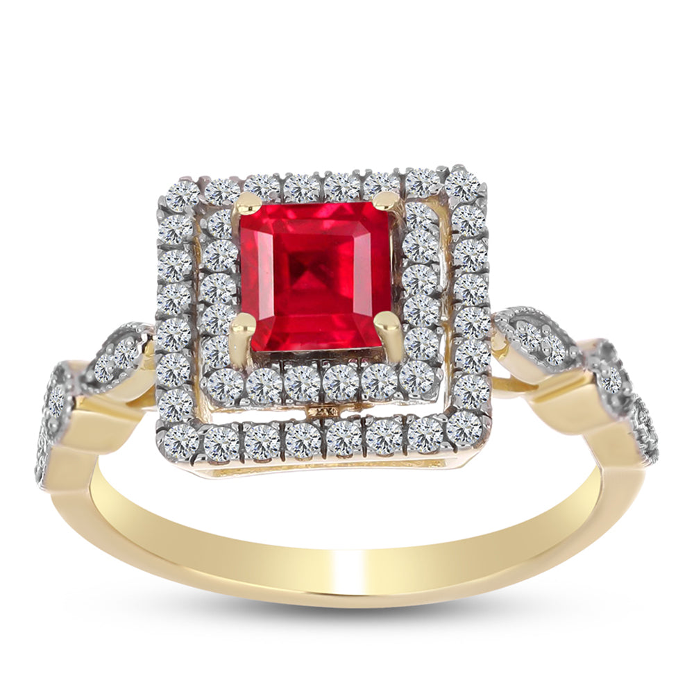 Pozlacené Stříbro 925/1000 - Prsten s Červeným Achátem a Bílým Topazem - Karátové číslo: 1.17. přibližná hmotnost: 2.93 gramů 3 