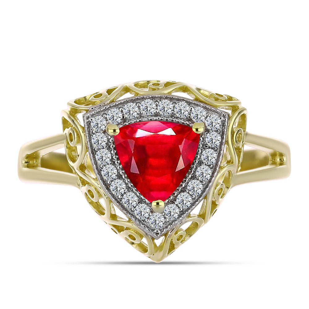 Pozlacené Stříbro 925/1000 - Prsten s Červeným Achátem a Bílým Topazem - Karátové číslo: 1.29. přibližná hmotnost: 4.22 gramů 1 