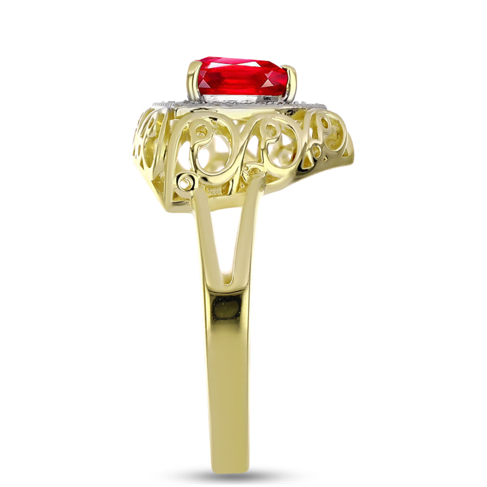 Pozlacené Stříbro 925/1000 - Prsten s Červeným Achátem a Bílým Topazem - Karátové číslo: 1.29. přibližná hmotnost: 4.22 gramů 4 