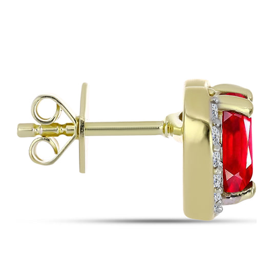 Pozlacené Stříbro 925/1000 - Náušnice s Červeným Achátem a Bílým Topazem - Karátové číslo: 2.37. přibližná hmotnost: 3.11 gramů