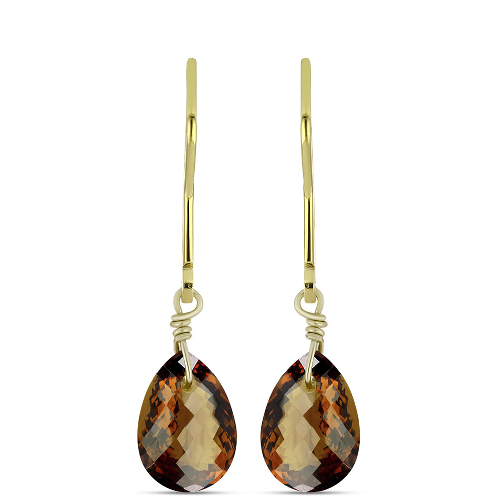 Pozlacené Stříbro 925/1000 - Náušnice s Koňakovým Křemenem - Karátové číslo: 2.91. přibližná hmotnost: 1.56 gramů 1 