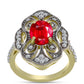 Pozlacené Stříbro 925/1000 - Prsten s Červeným Achátem a Bílým Topazem - Karátové číslo: 2.28. přibližná hmotnost: 4.91 gramů