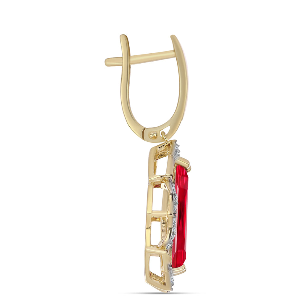 Pozlacené Stříbro 925/1000 - Náušnice s Červeným Achátem a Bílým Topazem - Karátové číslo: 5.02. přibližná hmotnost: 6.94 gramů 2 