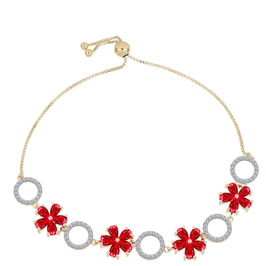 Pozlacené Stříbro 925/1000 - Náramek s Červeným Achátem a Bílým Topazem - Karátové číslo: 5.61. přibližná hmotnost: 8.8 gramů