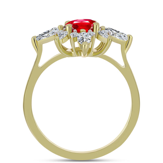 Pozlacené Stříbro 925/1000 - Prsten s Červeným Achátem a Bílým Topazem - Karátové číslo: 1.84. přibližná hmotnost: 3.3 gramů