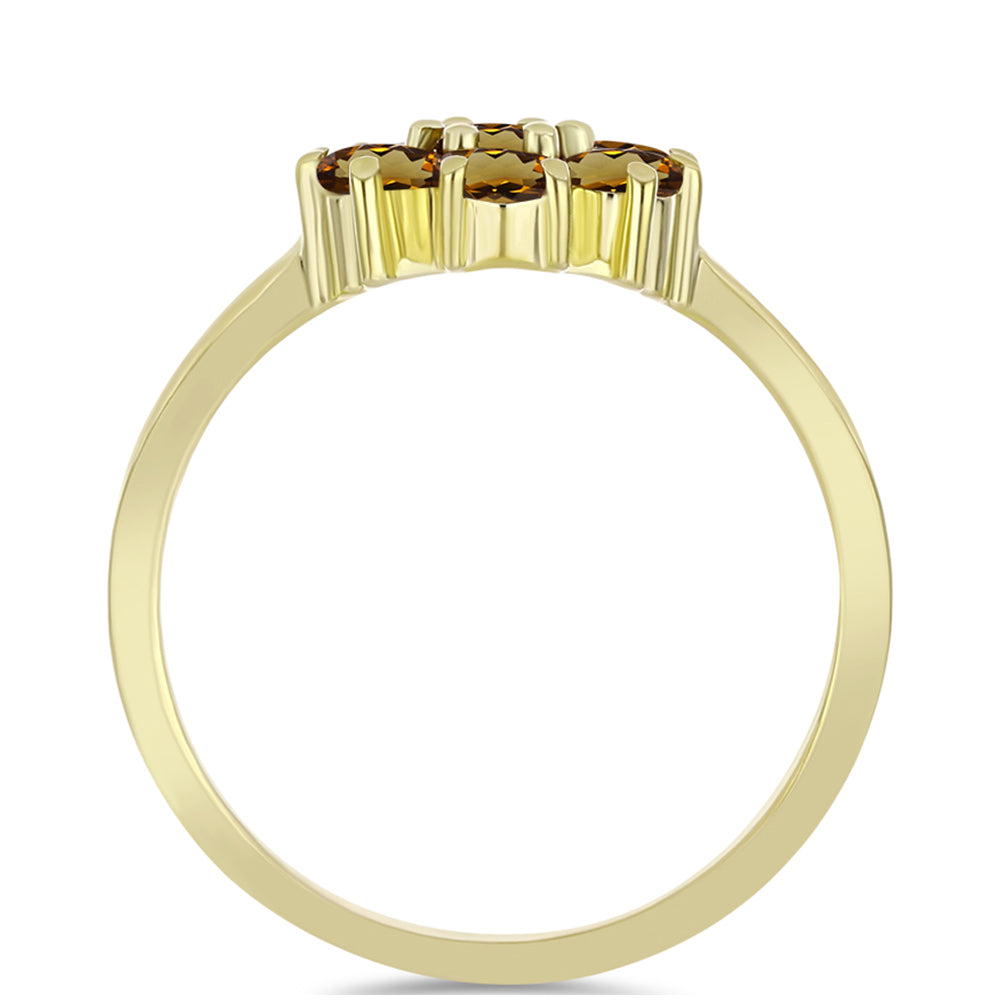 Pozlacené Stříbro 925/1000 - Prsten s Koňakovým Křemenem - Karátové číslo: 1.21. přibližná hmotnost: 2.71 gramů 2 