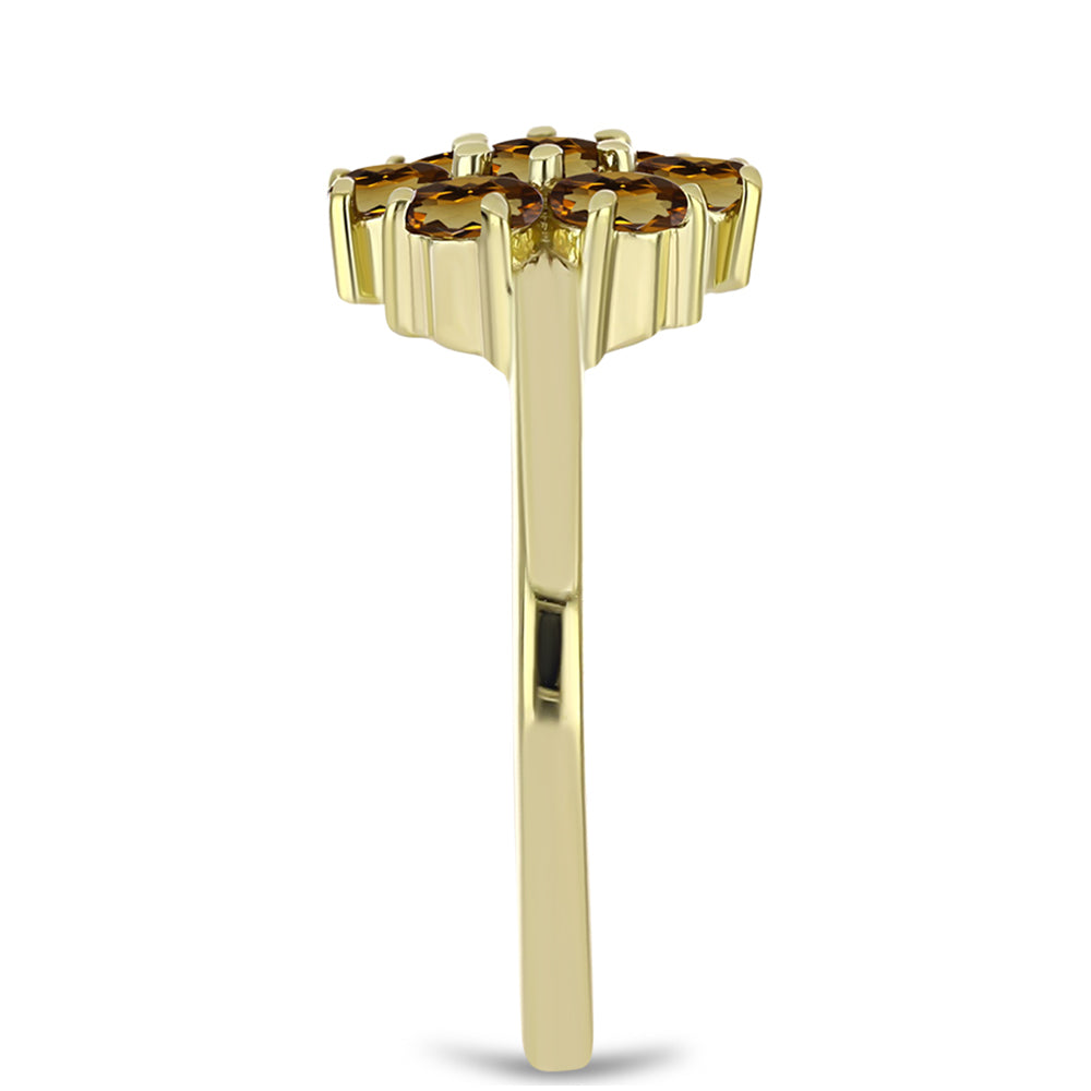 Pozlacené Stříbro 925/1000 - Prsten s Koňakovým Křemenem - Karátové číslo: 1.21. přibližná hmotnost: 2.71 gramů 4 