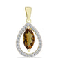 Pozlacené Stříbro 925/1000 - Přívěsek s Koňakovým Křemenem a Bílým Topazem - Karátové číslo: 1.2. přibližná hmotnost: 1.51 gramů