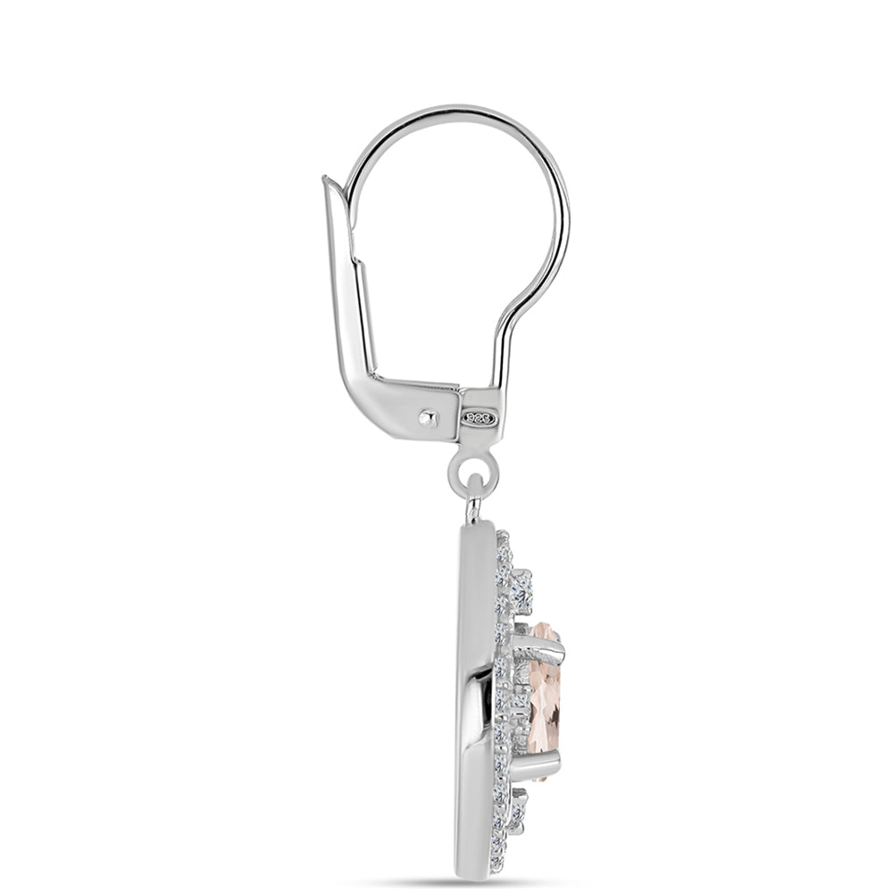 Stříbro 925/1000 - Náušnice s Morganitem z Gozarehu a Bílým Topazem - Karátové číslo: 2.09. přibližná hmotnost: 4.03 gramů 2 