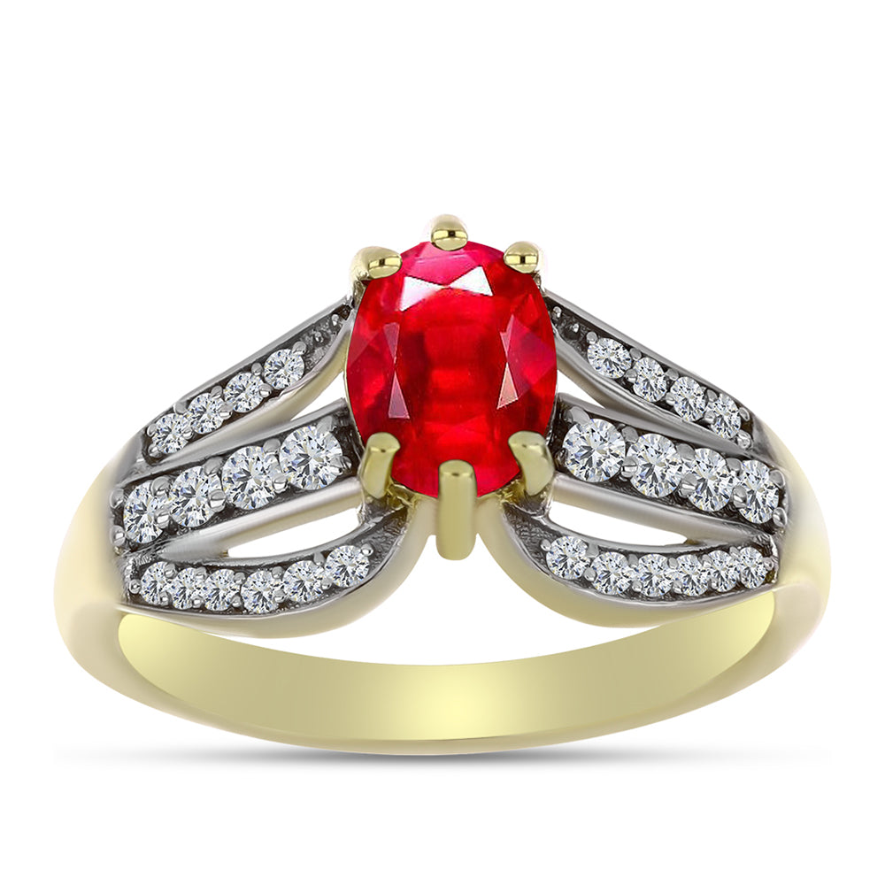 Pozlacené Stříbro 925/1000 - Prsten s Červeným Achátem a Bílým Topazem - Karátové číslo: 1.56. přibližná hmotnost: 3.34 gramů