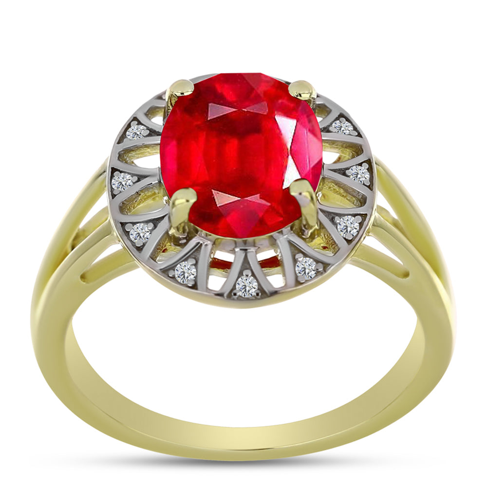 Pozlacené Stříbro 925/1000 - Prsten s Červeným Achátem a Bílým Topazem - Karátové číslo: 2.24. přibližná hmotnost: 3.65 gramů