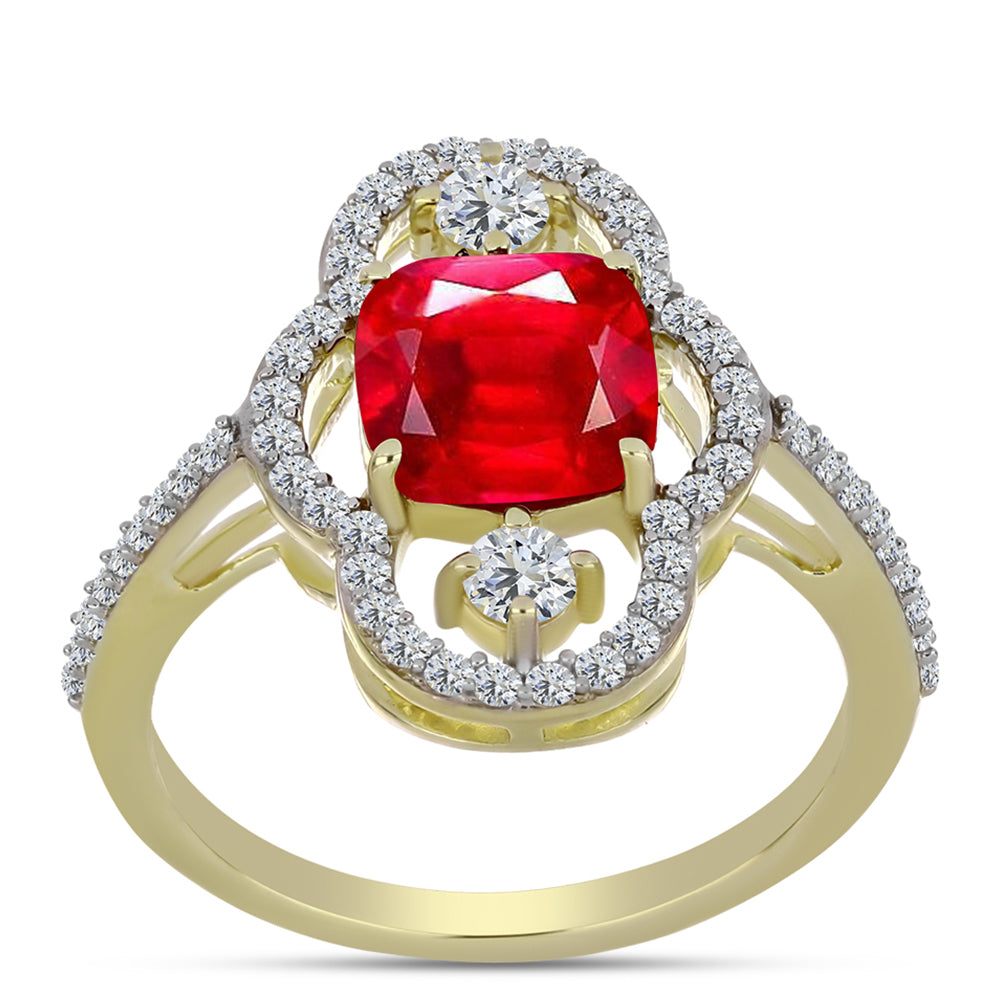 Pozlacené Stříbro 925/1000 - Prsten s Červeným Achátem a Bílým Topazem - Karátové číslo: 2.6. přibližná hmotnost: 3.54 gramů