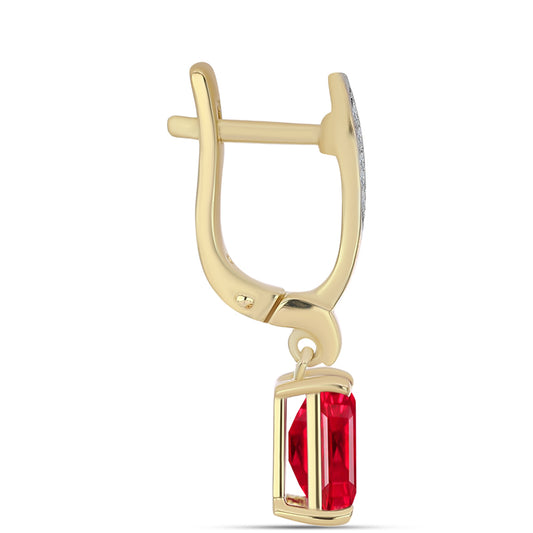 Pozlacené Stříbro 925/1000 - Náušnice s Červeným Achátem a Bílým Topazem - Karátové číslo: 4.2. přibližná hmotnost: 4.87 gramů