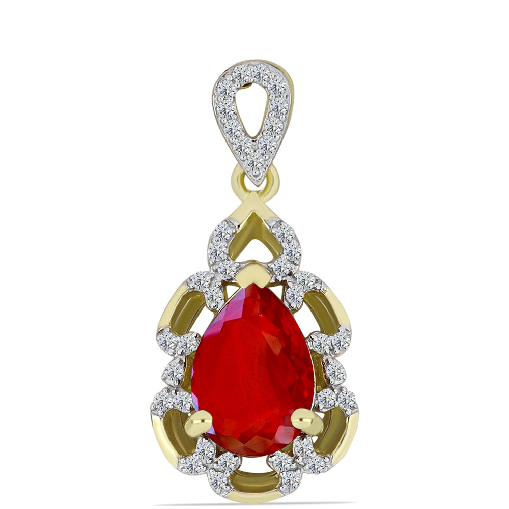 Pozlacené Stříbro 925/1000 - Přívěsek s Červeným Achátem a Bílým Topazem - Karátové číslo: 2. přibližná hmotnost: 1.9 gramů 1 