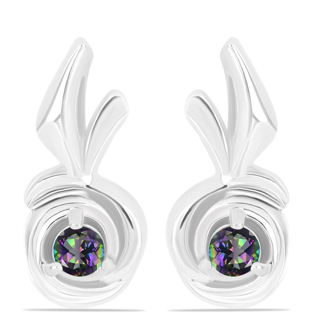 Stříbro 925/1000 - Náušnice s Brazilským Mystickým Zeleným Křemenem - Karátové číslo: 0.2. přibližná hmotnost: 3.38 gramů 1 