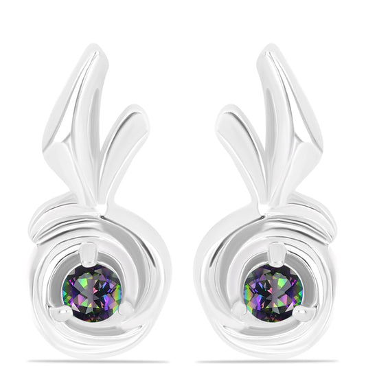 Stříbro 925/1000 - Náušnice s Brazilským Mystickým Zeleným Křemenem - Karátové číslo: 0.2. přibližná hmotnost: 3.38 gramů