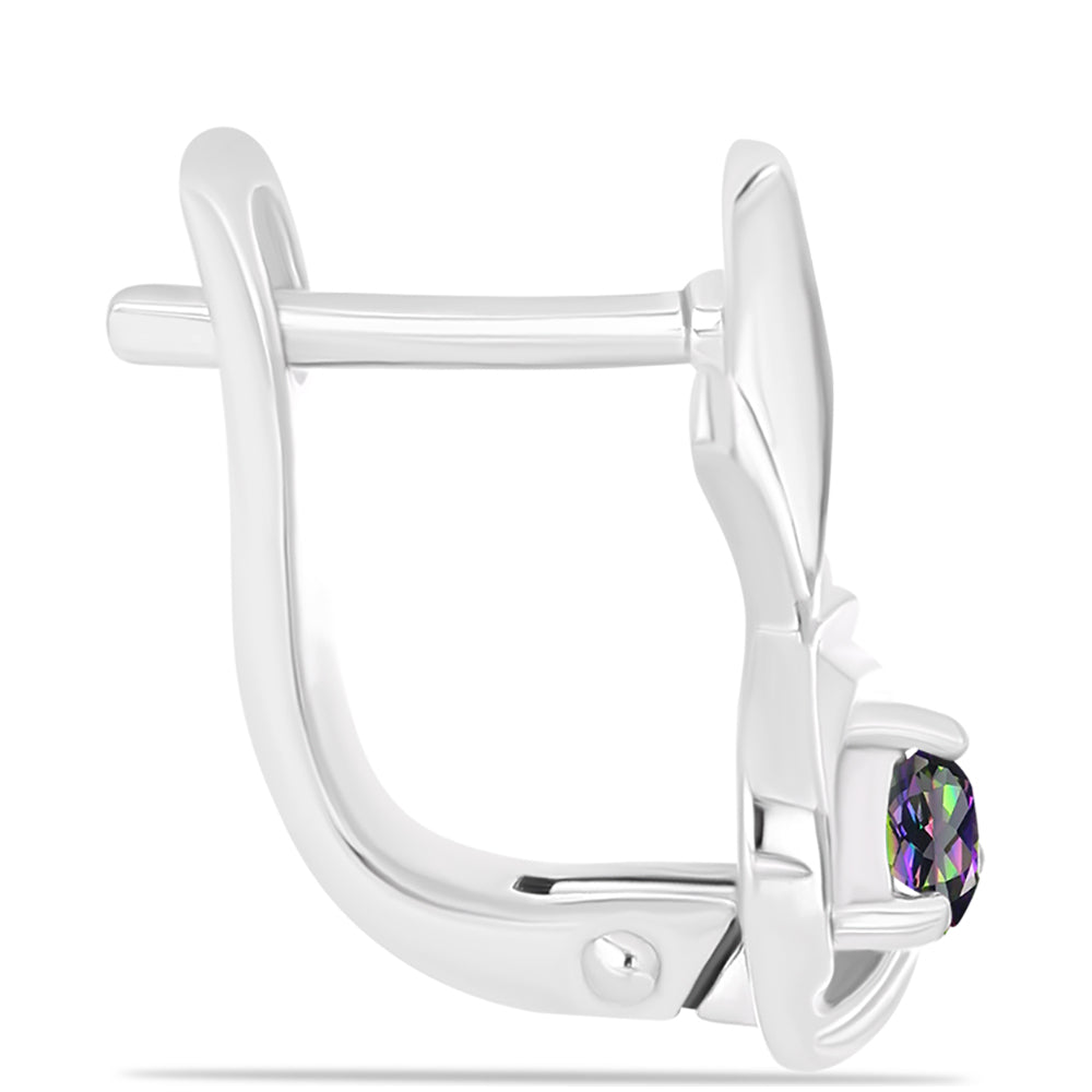 Stříbro 925/1000 - Náušnice s Brazilským Mystickým Zeleným Křemenem - Karátové číslo: 0.2. přibližná hmotnost: 3.38 gramů 2 