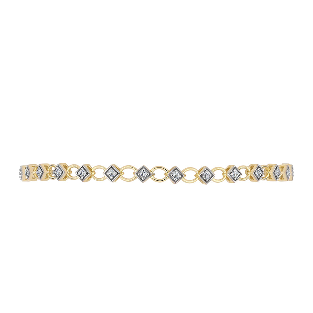 Pozlacené Stříbro 925/1000 - Náramek s Certifikovaný Diamantem pěstovaný v laboratoři - Karátové číslo: 0.58. přibližná hmotnost: 5.78 gramů