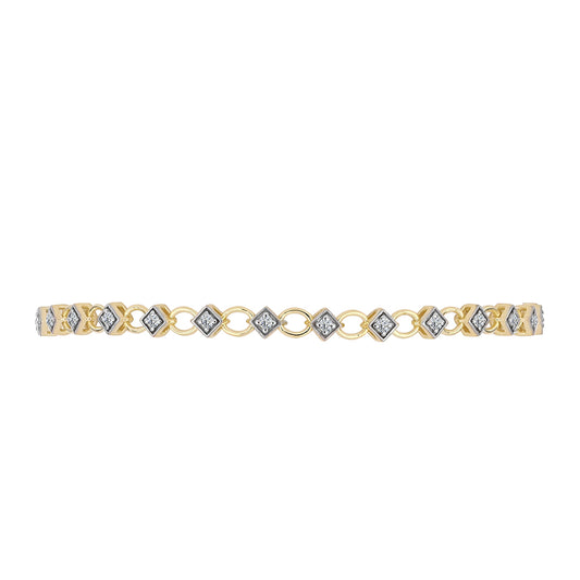 Pozlacené Stříbro 925/1000 - Náramek s Certifikovaný Diamantem pěstovaný v laboratoři - Karátové číslo: 0.58. přibližná hmotnost: 5.78 gramů