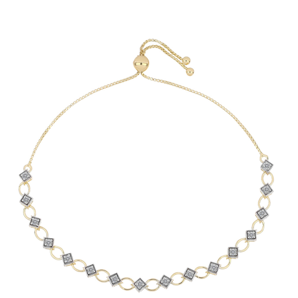 Pozlacené Stříbro 925/1000 - Náramek s Certifikovaný Diamantem pěstovaný v laboratoři - Karátové číslo: 0.58. přibližná hmotnost: 5.78 gramů 1 