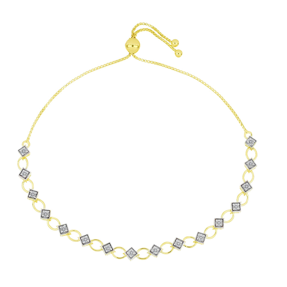 Pozlacené Stříbro 925/1000 - Náramek s Certifikovaný Diamantem pěstovaný v laboratoři - Karátové číslo: 0.58. přibližná hmotnost: 5.78 gramů 4 