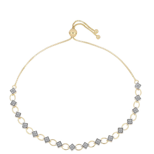 Pozlacené Stříbro 925/1000 - Náramek s Certifikovaný Diamantem pěstovaný v laboratoři - Karátové číslo: 0.58. přibližná hmotnost: 5.78 gramů