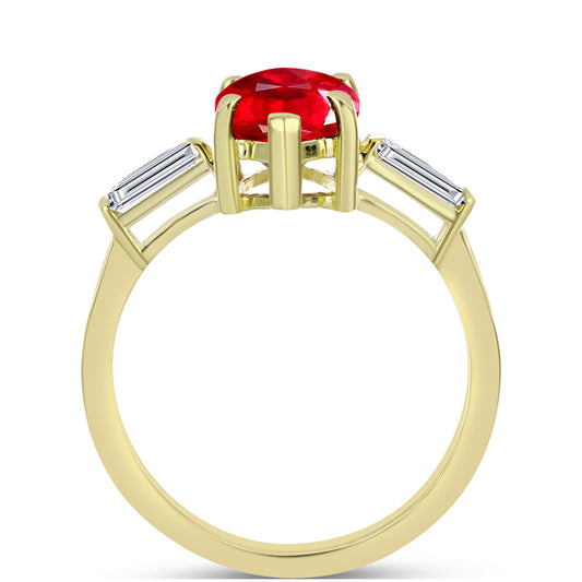 Pozlacené Stříbro 925/1000 - Prsten s Červeným Achátem a Bílým Topazem - Karátové číslo: 3.08. přibližná hmotnost: 2.87 gramů