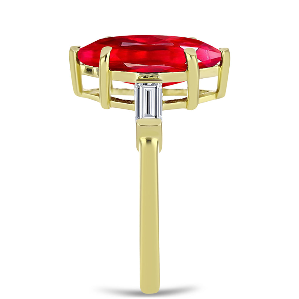 Pozlacené Stříbro 925/1000 - Prsten s Červeným Achátem a Bílým Topazem - Karátové číslo: 3.08. přibližná hmotnost: 2.87 gramů 4 