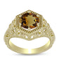 Pozlacené Stříbro 925/1000 - Prsten s Koňakovým Křemenem - Karátové číslo: 1.52. přibližná hmotnost: 3.77 gramů