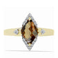 Pozlacené Stříbro 925/1000 - Prsten s Koňakovým Křemenem a Bílým Topazem - Karátové číslo: 1.7. přibližná hmotnost: 3.16 gramů