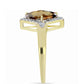 Pozlacené Stříbro 925/1000 - Prsten s Koňakovým Křemenem a Bílým Topazem - Karátové číslo: 1.7. přibližná hmotnost: 3.16 gramů
