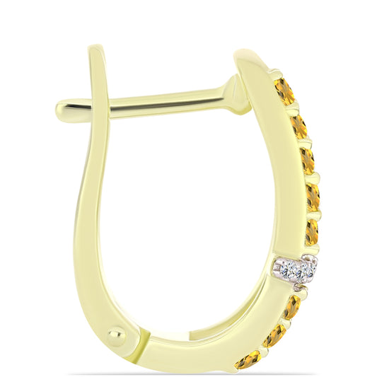 Pozlacené Stříbro 925/1000 - Náušnice s Koňakovým Křemenem a Bílým Topazem - Karátové číslo: 0.61. přibližná hmotnost: 4.68 gramů