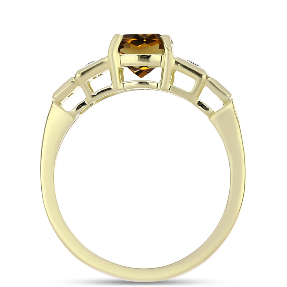 Pozlacené Stříbro 925/1000 - Prsten s Koňakovým Křemenem a Bílým Zirkonem - Karátové číslo: 1.2. přibližná hmotnost: 2.44 gramů 2 