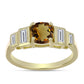 Pozlacené Stříbro 925/1000 - Prsten s Koňakovým Křemenem a Bílým Zirkonem - Karátové číslo: 1.2. přibližná hmotnost: 2.44 gramů