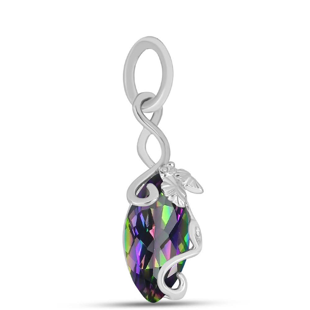 Stříbro 925/1000 - Přívěsek s Brazilským Mystickým Zeleným Křemenem - Karátové číslo: 0.9. přibližná hmotnost: 0.76 gramů 1 