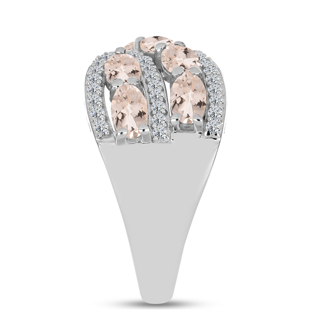 Stříbro 925/1000 - Prsten s Morganitem z Gozarehu a Bílým Topazem - Karátové číslo: 2.47. přibližná hmotnost: 5.42 gramů 4 