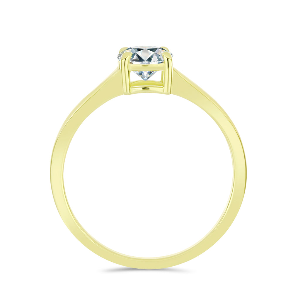 Pozlacené Stříbro 925/1000 - Prsten s Certifikovaný Diamantem pěstovaný v laboratoři - Karátové číslo: 1.08. přibližná hmotnost: 2.27 gramů