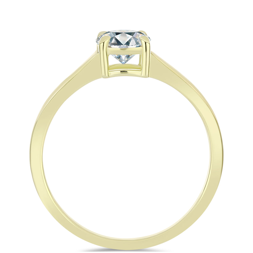 Pozlacené Stříbro 925/1000 - Prsten s Certifikovaný Diamantem pěstovaný v laboratoři - Karátové číslo: 1.08. přibližná hmotnost: 2.27 gramů