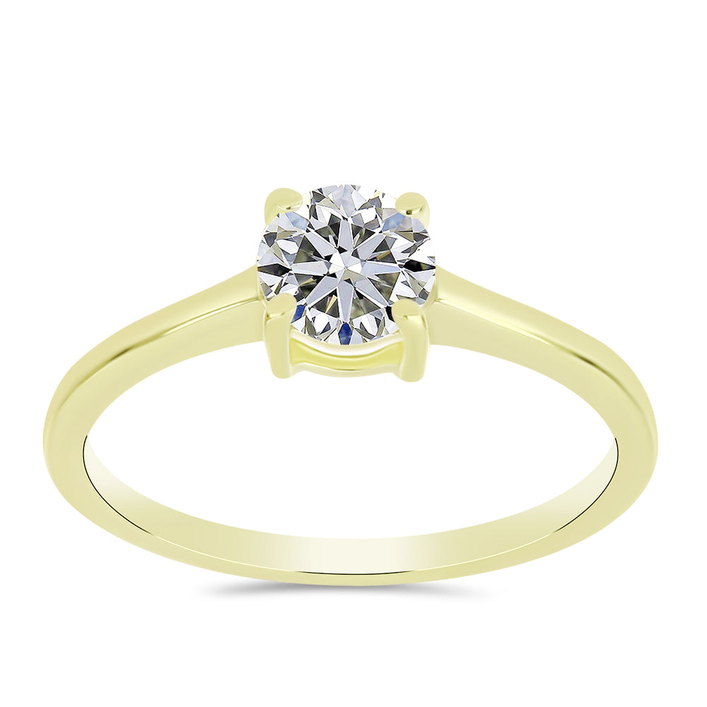 Pozlacené Stříbro 925/1000 - Prsten s Certifikovaný Diamantem pěstovaný v laboratoři - Karátové číslo: 1.08. přibližná hmotnost: 2.27 gramů