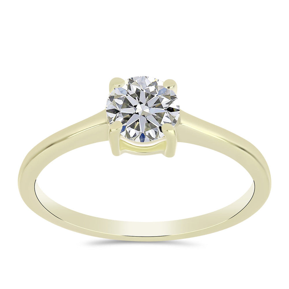 Pozlacené Stříbro 925/1000 - Prsten s Certifikovaný Diamantem pěstovaný v laboratoři - Karátové číslo: 1.08. přibližná hmotnost: 2.27 gramů